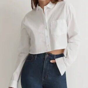 Madewell Poplin White Cropped Shirt